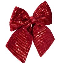 Itens Laço grande de veludo com lantejoulas vermelho escuro 20×22cm 2 unidades