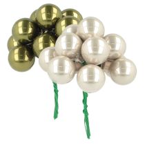 Itens Mini bolas de Natal em arame de vidro verde prata 2,5cm 140 peças