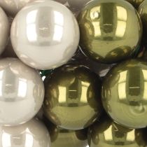 Itens Mini bolas de Natal em arame de vidro verde prata 2,5cm 140 peças