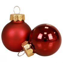 Itens Mini bolas de Natal vermelhas foscas/brilhantes Ø2,5cm 22 unidades