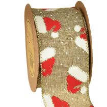 Itens Fita de Natal com gorros de Papai Noel, marrom, 60mm, 10m