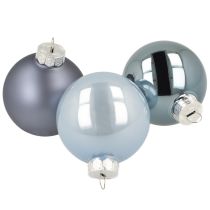 Itens Bolas decorativas de Natal de vidro azul-acinzentado fosco, brilhante 5 cm 24 peças
