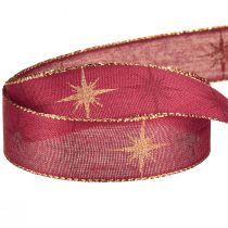Itens Fita de presente estrela fita decorativa fita vermelha dourada L25mm C20m