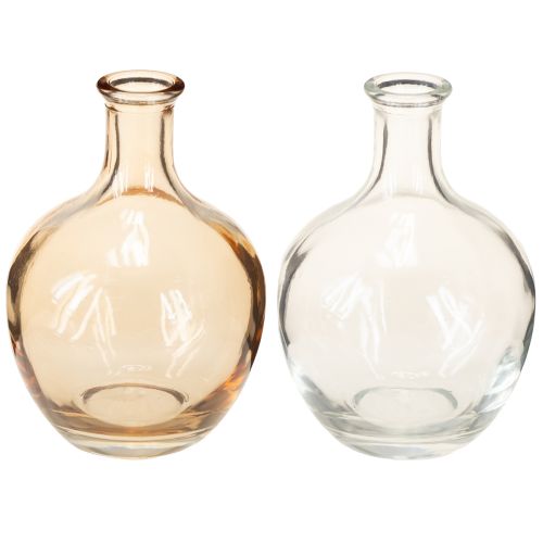 Itens Mini vaso de vidro âmbar e transparente, Ø7,5cm A11cm, conjunto com 4 peças