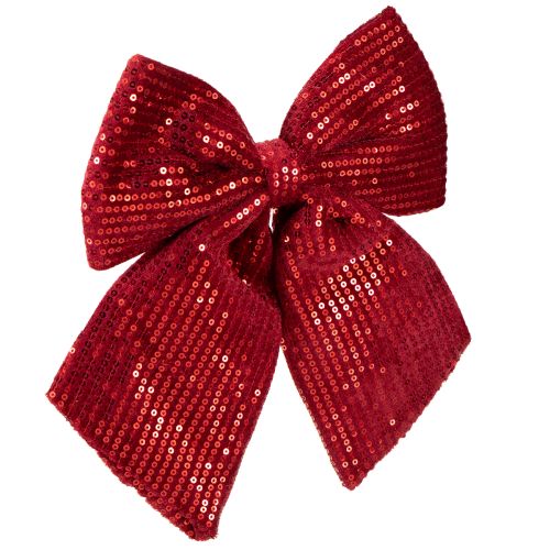 Laço grande de veludo com lantejoulas vermelho escuro 20×22cm 2 unidades