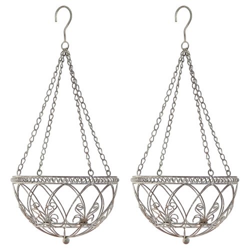 Itens Cesta suspensa de metal para flores com aparência antiga Ø25cm H56cm