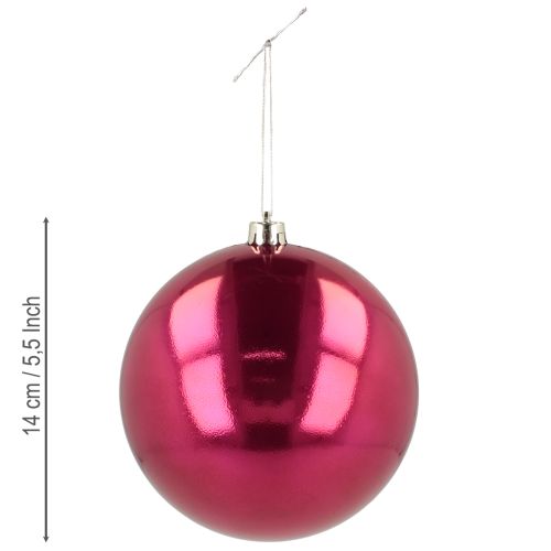 Itens Bola de Natal grande de plástico bola de árvore de Natal rosa Ø14cm