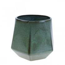 Itens Vaso de cerâmica verde hexagonal Ø14cm Alt.12cm