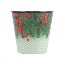 Itens Vaso de flores balde de Natal Ilex Ø11cm Alt.10,5cm