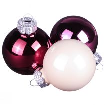 Itens Bolas de árvore de Natal bolas de vidro Berry Mix Ø5cm 24 unidades Berry rosa bege creme brilhante