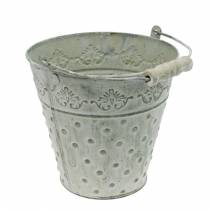 Itens Balde decorativo, branco lavado com alça Ø20,5cm, floreira, decoração em metal