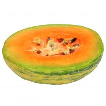 Itens Melão melão decorativo cortado ao meio em laranja, verde 13 cm