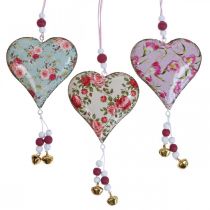 Itens Cabide decorativo coração deco pingente de flores vintage 8,5x9cm 3 unidades