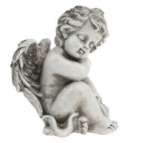 Itens Figura memorial anjo dormindo cinza 16 cm 2 unidades