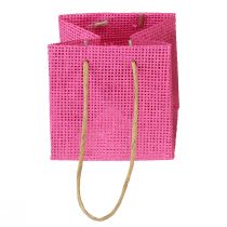 Itens Sacos para presentes com alças papel rosa amarelo verde têxtil aparência 10,5 cm 12 unidades