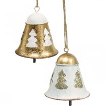 Itens Sinos de Natal Vintage Decoração de Natal Branco Dourado 2 peças