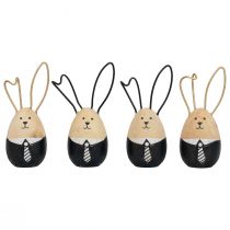 Itens Coelhinhos da Páscoa coelhinhos de madeira ovos decoração de Páscoa preto branco Ø4,5cm 12cm 4 unidades