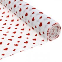 Itens Papel Crepom com Corações Crepe Florista Dia das Mães Vermelho, Branco 50×250cm