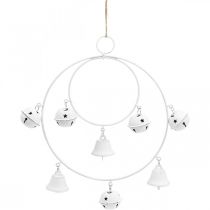 Itens Anel com sinos, decoração do Advento, coroa do anel, decoração de metal para pendurar Branco A22,5cm L21,5cm