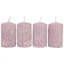 Itens Velas pilares velas de Natal de inverno roxas 60×100mm 4 unidades