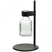 Itens Vaso decorativo garrafa de vidro decorativo com suporte de metal preto Ø13cm