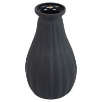 Itens Vaso vaso de vidro preto com ranhuras vaso decorativo vidro Ø8cm Alt.14cm