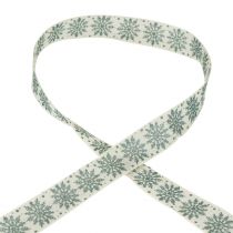 Itens Fita de Natal com flocos de neve branco verde 25mm 20m