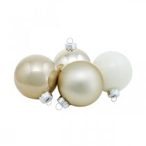 Itens Bola de Natal, decorações para árvores de Natal, bola de vidro branca / madrepérola H6,5 cm Ø6 cm vidro real 24 unidades