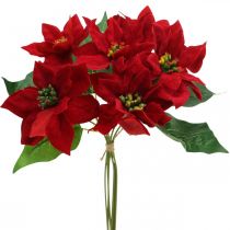 Itens Poinsétia artificial com flores de seda vermelha decoração 6 peças em um cacho