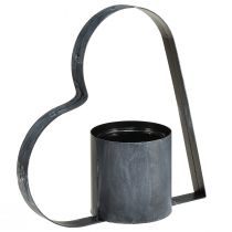 Itens Antigo suporte de metal cinza com formato de coração e recipiente de vidro - 30 cm 2 peças - Decoração versátil para um ambiente romântico
