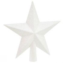 Topo de árvore branco brilhante de 19 cm - inquebrável e brilhante, perfeito para elegantes decorações de Natal