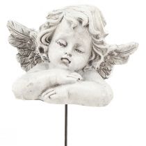 Anjo decorativo em bastão decoração decorativa de sepultura cinza branco Alt.6,5 cm 3 peças