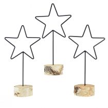 Itens Castiçais decorativos de estrela em base de madeira - conjunto de 3 - preto e natural, 40 cm - decoração de mesa elegante
