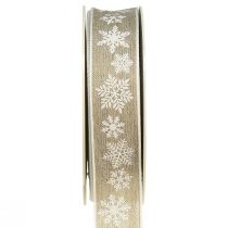 Itens Fita decorativa floco de neve de Natal cinza branco W25mm L20m