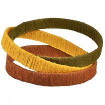 Anel decorativo de juta amarelo ocre marrom 4cm Ø30cm 3 unidades