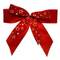 Itens Laço decorativo de 4 cm de largura Laço de Natal vermelho com estrelas douradas Laço feito à mão 16 × 15 cm 10 unidades