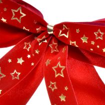 Itens Laço decorativo de 4 cm de largura Laço de Natal vermelho com estrelas douradas Laço feito à mão 16 × 15 cm 10 unidades