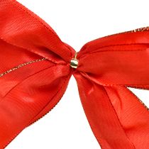 Itens Laço decorativo laço vermelho com borda dourada - elegante decoração de Natal 4 cm de largura 15 × 21 cm 10 unidades