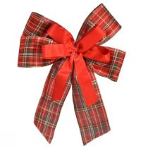 Itens Laço decorativo para presente de Natal ao ar livre xadrez vermelho 6 cm de largura 20 × 29 cm 5 unidades