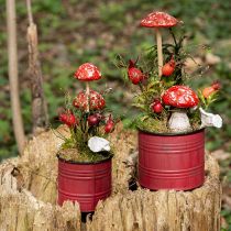 Cogumelos venenosos no palito, vermelhos, 5,5 cm - cogumelos decorativos de outono para o jardim e a casa, 6 peças