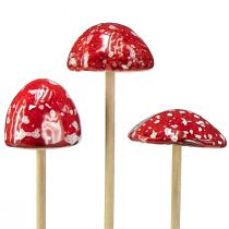 Itens Cogumelos venenosos no palito, vermelhos, 4 cm, conjunto de 6 - cogumelos decorativos de jardim para decoração de outono