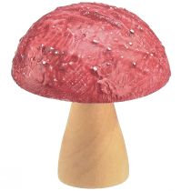 Itens Cogumelos de madeira decorativos, decoração de mesa outono vermelho natural 5 × 6 cm 9 unidades