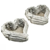 Itens Penas de coração de planta fundidas em pedra coração cinza branco 13 × 12 × 6 cm 2 unidades