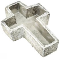 Itens Cruz de planta com aparência de concreto cruz de tigela de planta 14,5x21x5cm