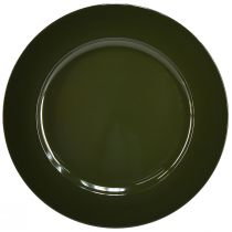 Itens Elegante prato de plástico verde escuro - 28cm - Ideal para arranjos de mesa e decoração elegantes