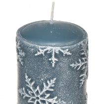 Itens Velas pilares velas azuis flocos de neve 150/65mm 4 unidades