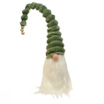 Gnomo festivo com chapéu espiral verde e barba branca 65cm - Magia de Natal escandinava para sua casa - 2 peças