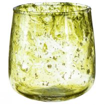 Lanterna decoração de vidro vintage amarelo verde Ø9cm Alt.9,5cm