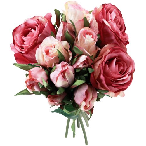 Itens Buquê Decorativo de Rosas Artificiais Rosa Rosas Artificiais 29cm 12 un