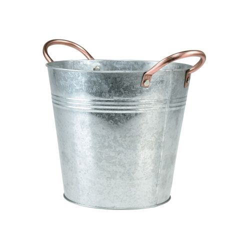 Itens Balde para vaso de flores com alças decoração de metal Ø19cm Alt.17cm